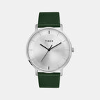 Classics Men Quartz Silver Dial Analog Leather Watch TW0TG8013