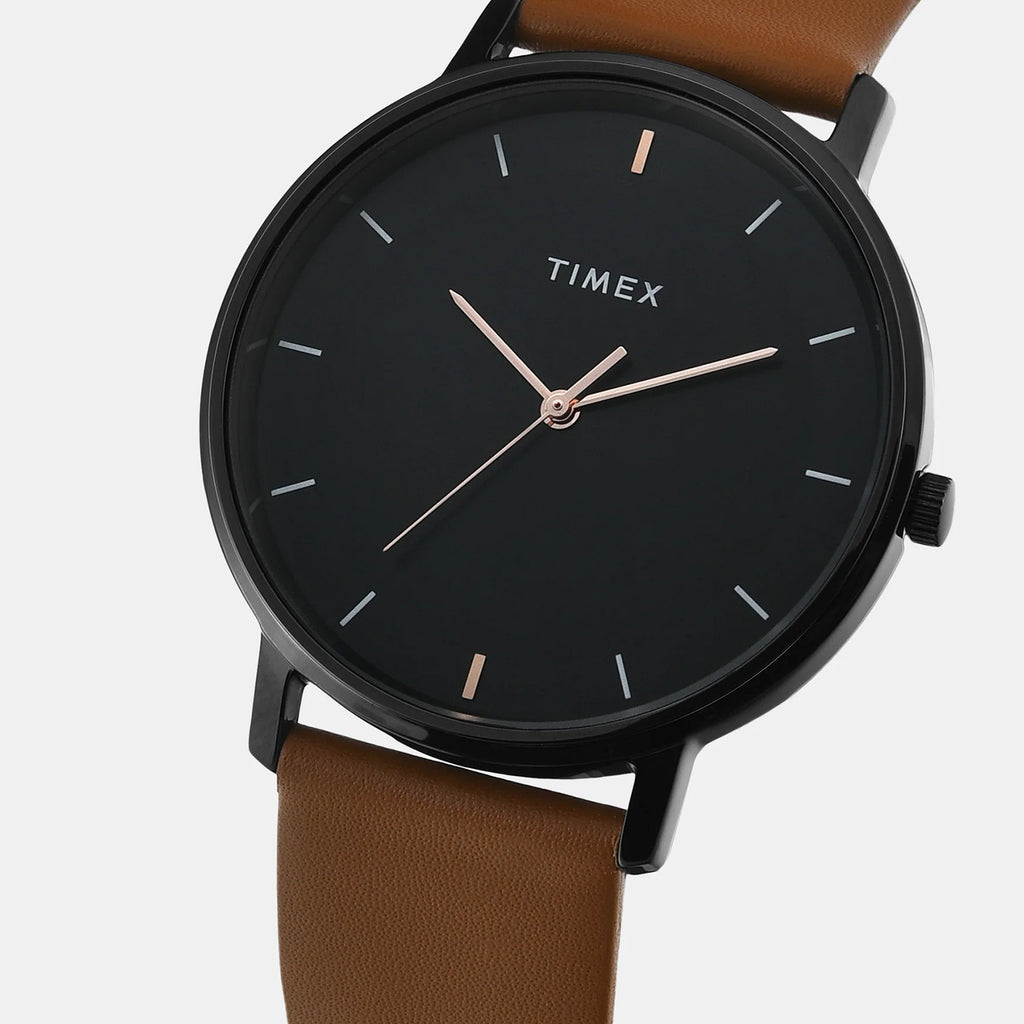 Trendline Men Quartz Black Dial Analog Leather Watch TW0TG8016