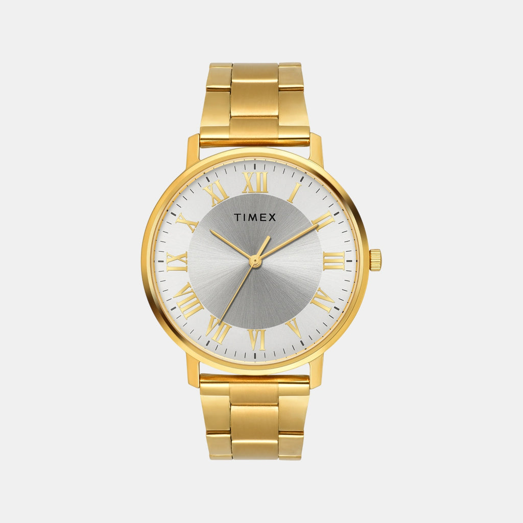 Fashion Men Quartz Silver Dial Analog Stainless Steel Watch TW0TG8023