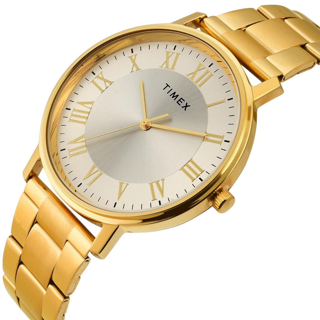 Fashion Men Quartz Silver Dial Analog Stainless Steel Watch TW0TG8023