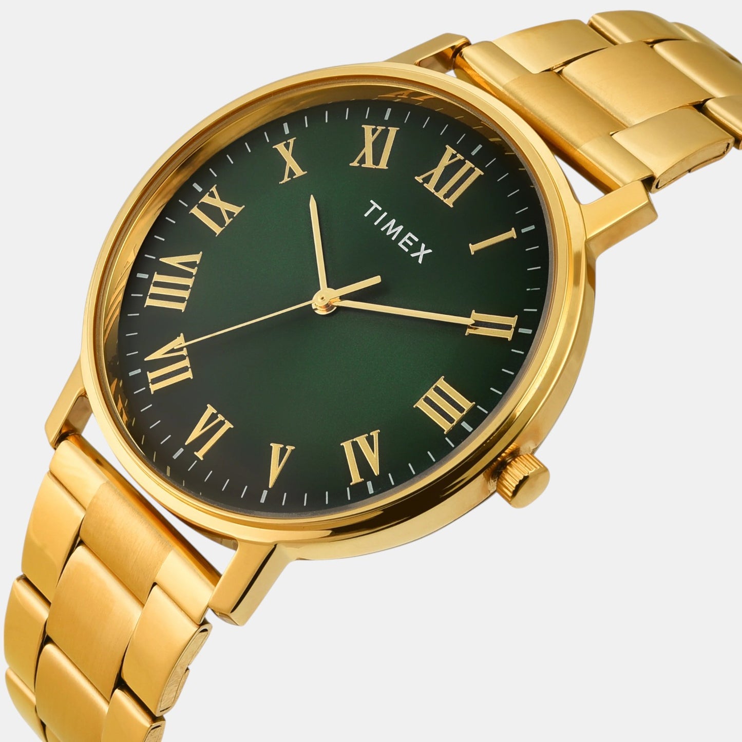 Fashion Men Quartz Green Dial Analog Stainless Steel Watch TW0TG8024