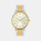 Fashion Men Quartz Champagne Dial Analog Stainless Steel Watch TW0TG8025