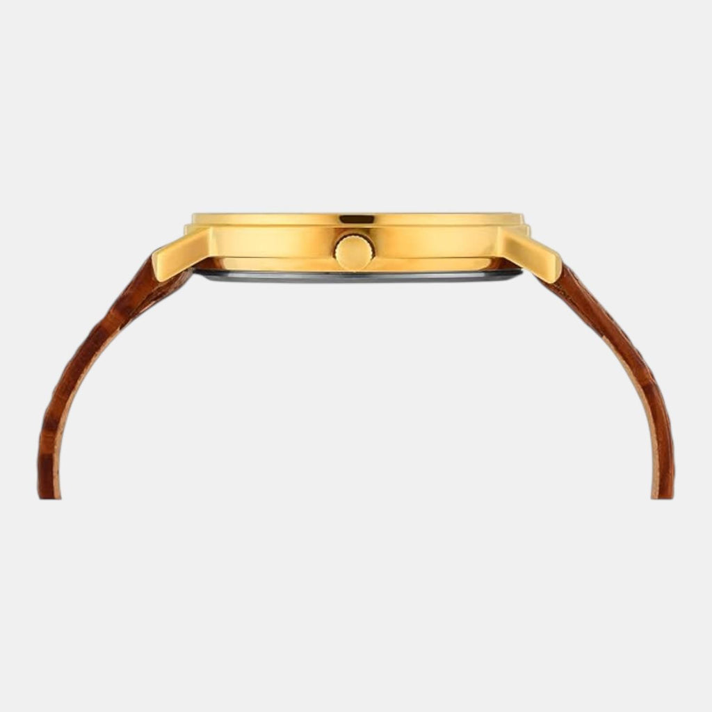 Fashion Men Quartz Silver Dial Analog Leather Watch TW0TG8026