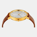 Fashion Men Quartz Silver Dial Analog Leather Watch TW0TG8026