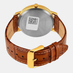 Fashion Men Quartz Silver Dial Analog Leather Watch TW0TG8026