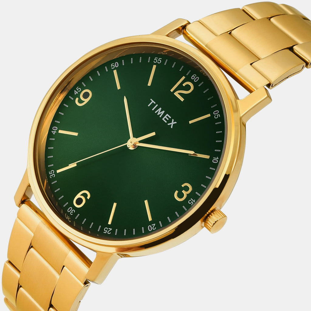 Fashion Men Quartz Green Dial Analog Stainless Steel Watch TW0TG8027