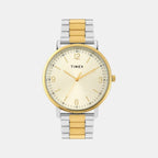 Fashion Men Quartz Champagne Dial Analog Stainless Steel Watch TW0TG8028