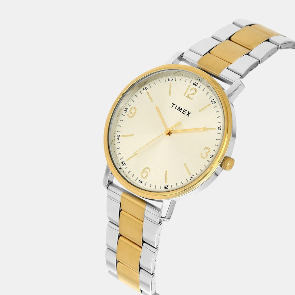 Fashion Men Quartz Champagne Dial Analog Stainless Steel Watch TW0TG8028