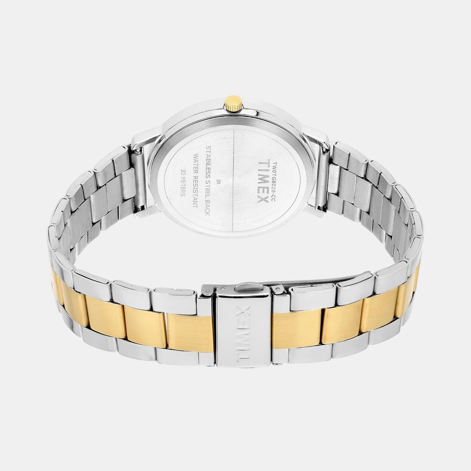 Fashion Men Quartz Champagne Dial Analog Stainless Steel Watch TW0TG8028