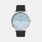 Fashion Men Quartz Blue Dial Analog Leather Watch TW0TG8029