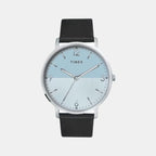 Fashion Men Quartz Blue Dial Analog Leather Watch TW0TG8029