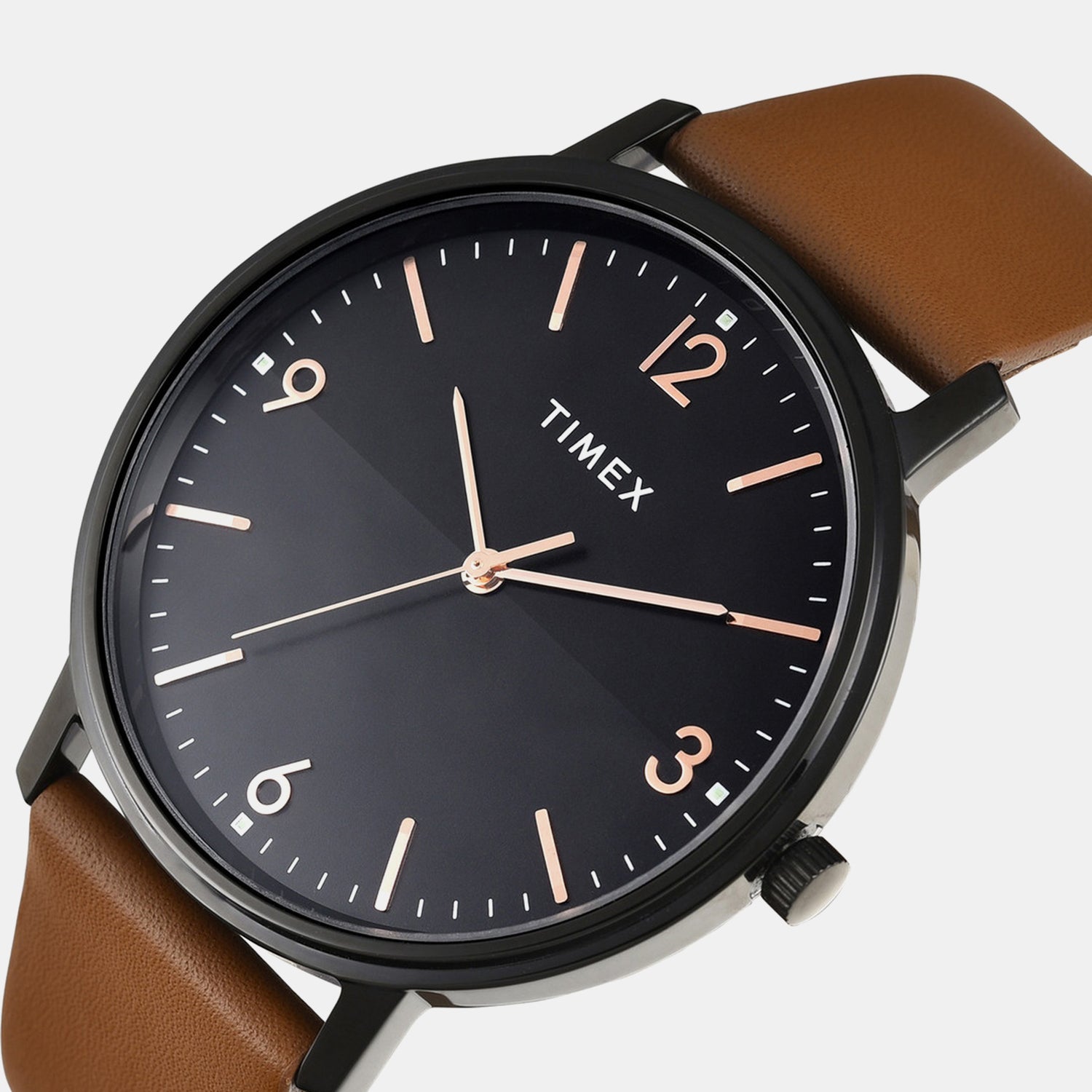 Fashion Men Quartz Black Dial Analog Leather Watch TW0TG8031