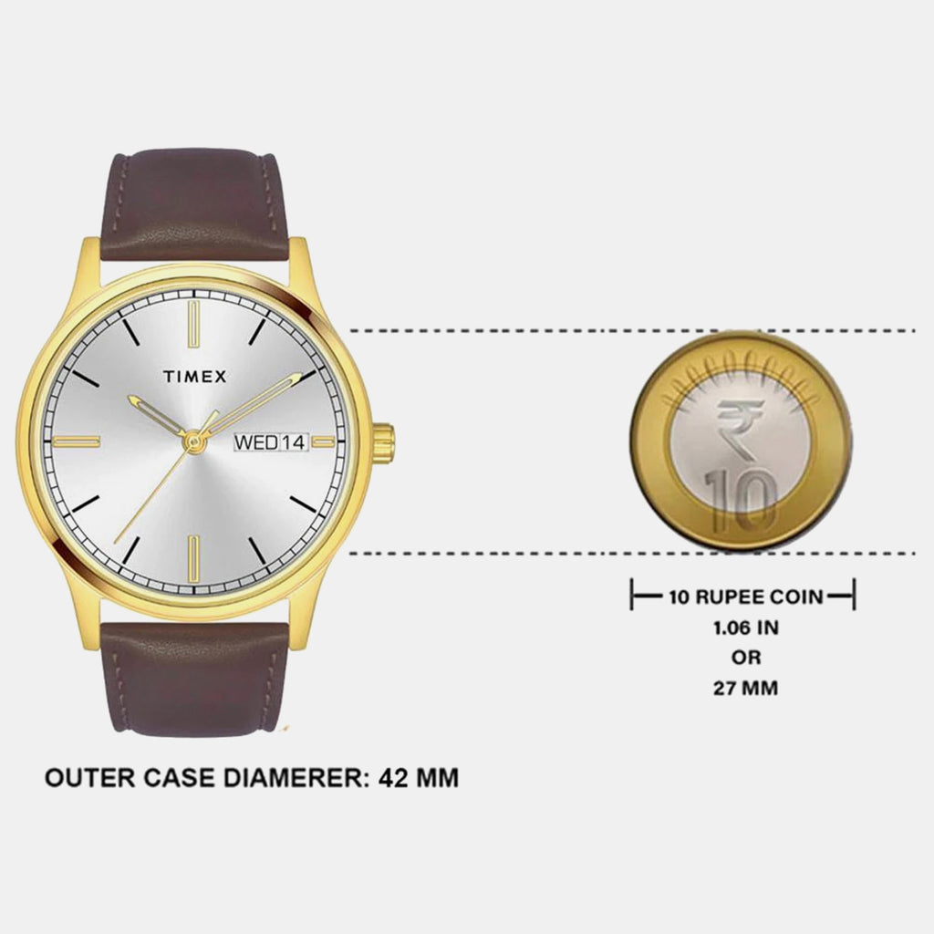 Classics Unisex Quartz White Dial Analog Leather Watch TW0TG8311
