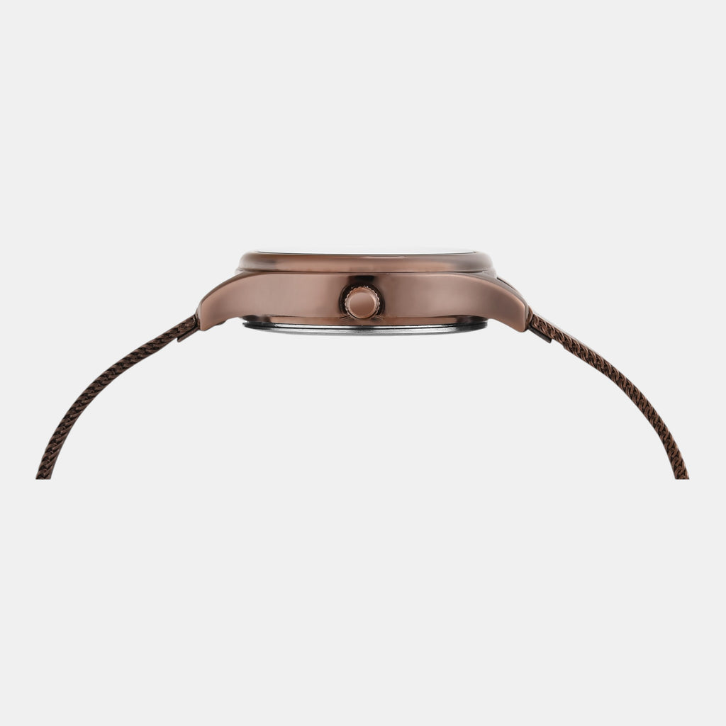 Fashion Women Quartz Brown Dial Analog Stainless Steel Watch TW0TL8718