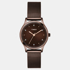 Fashion Women Quartz Brown Dial Analog Stainless Steel Watch TW0TL8718