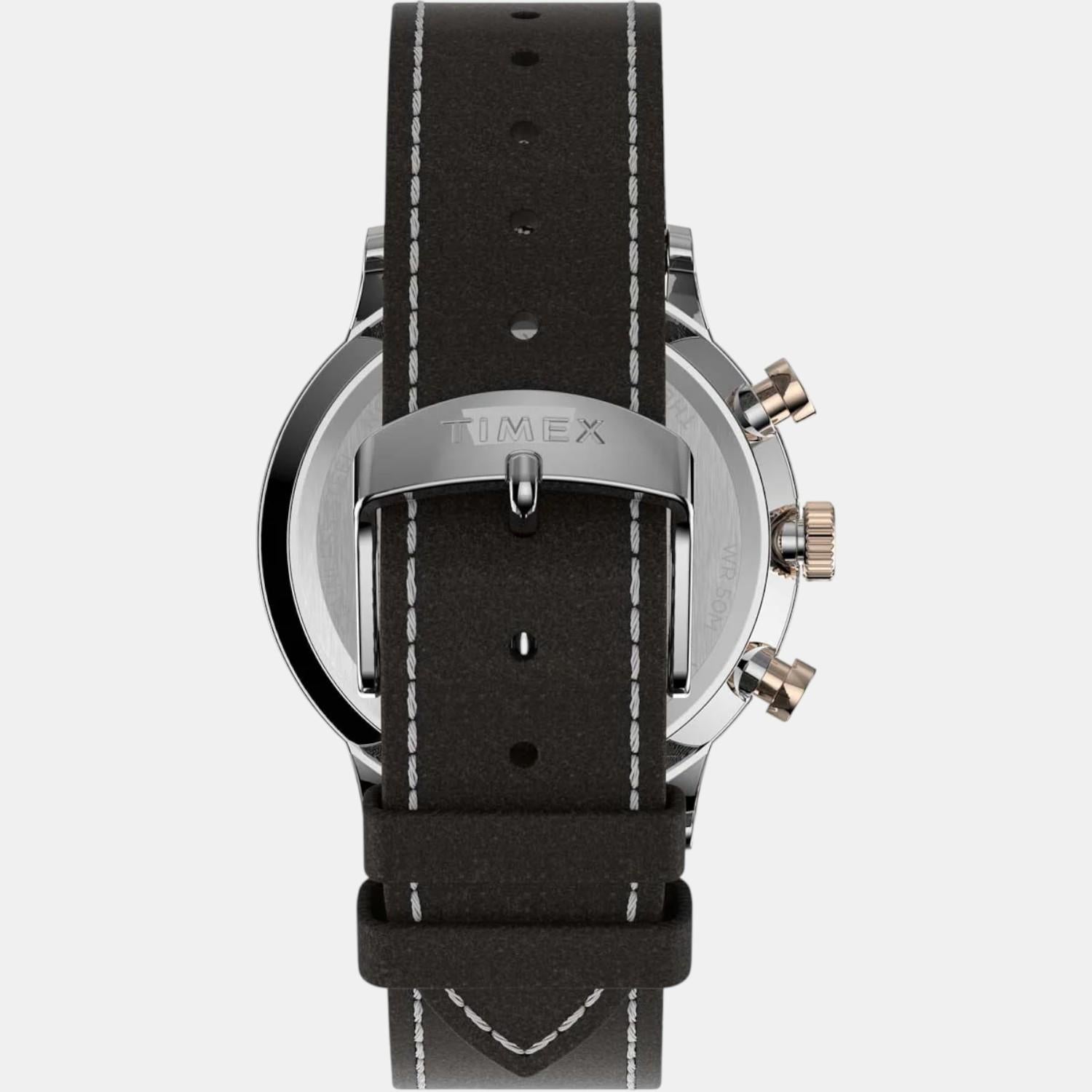 Men Quartz Black Dial Analog Leather Watch TW2T71500UJ