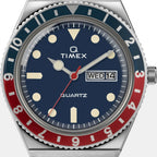 Q Timex Men Quartz Blue Dial Analog Stainless Steel Watch TW2T80700U9