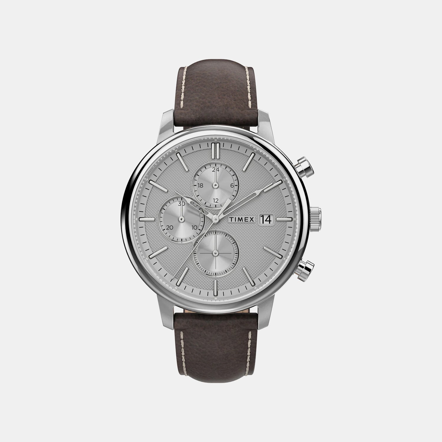 Men Quartz White Dial Analog Leather Watch TW2U38800UJ