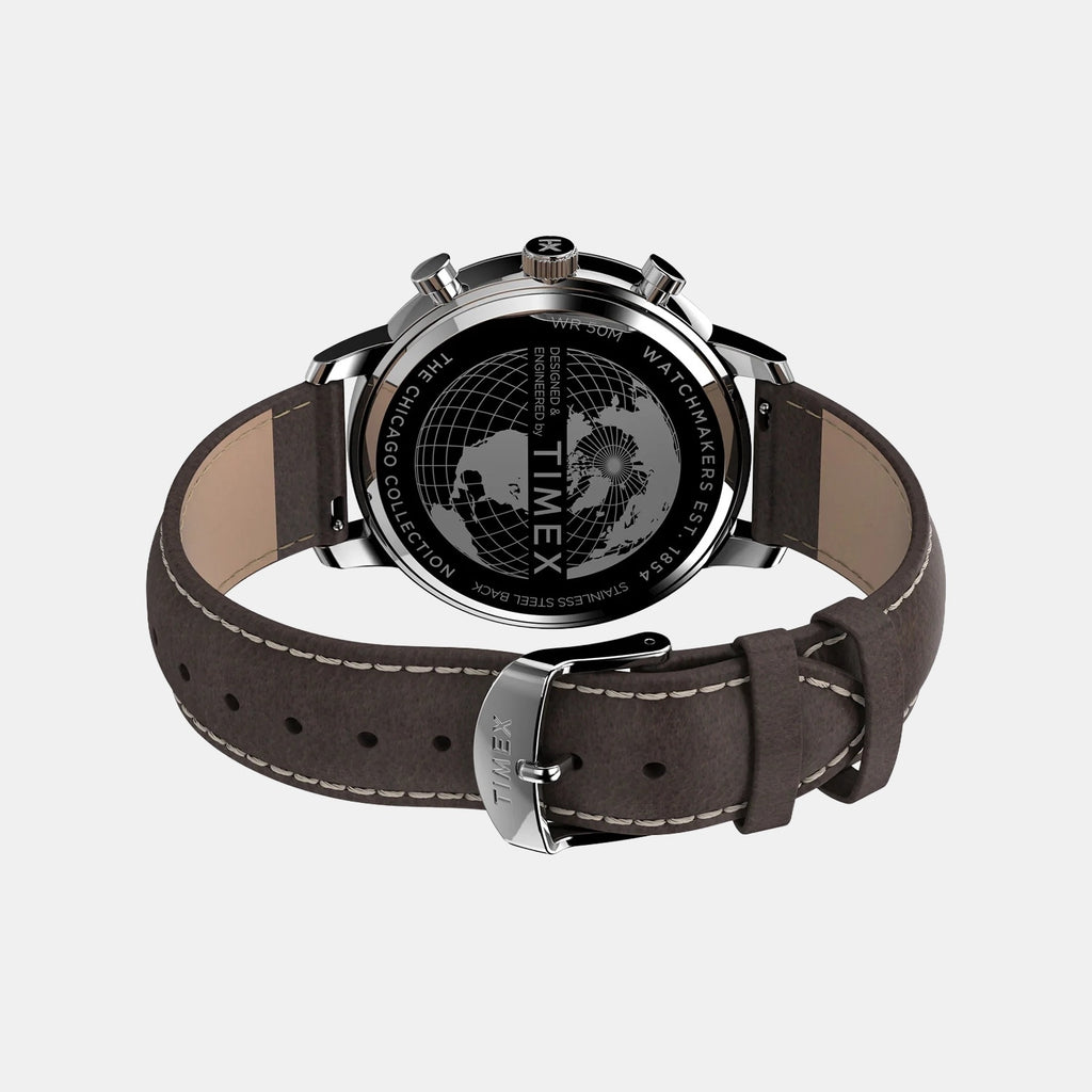 Men Quartz White Dial Analog Leather Watch TW2U38800UJ