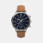 Men Quartz Blue Dial Analog Leather Watch TW2U39000UJ
