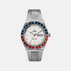 Q Timex Reissue Men Quartz White Dial Analog Stainless Steel Watch TW2U61200U9