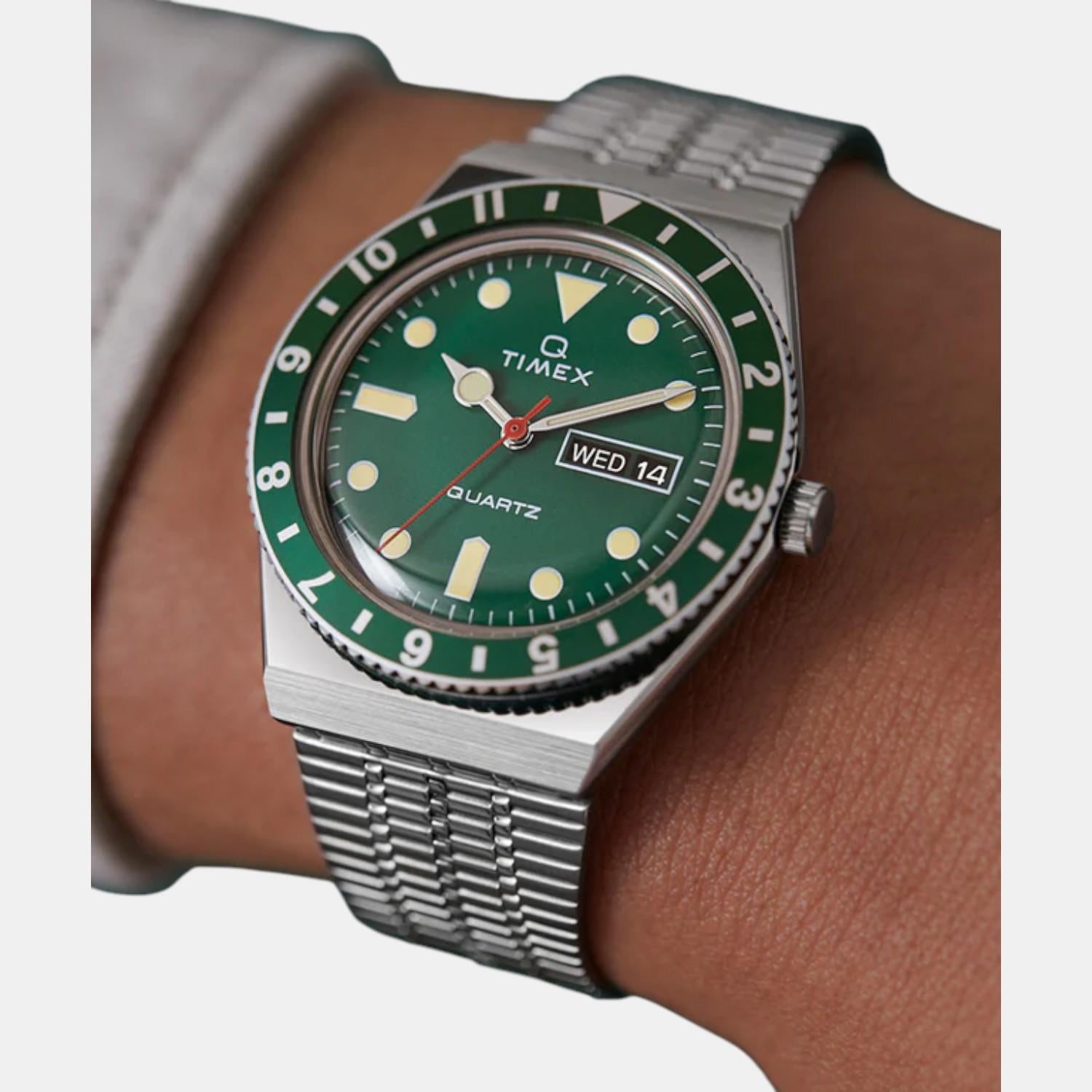 Men Quartz Green Dial Analog Stainless Steel Watch TW2U61700U9