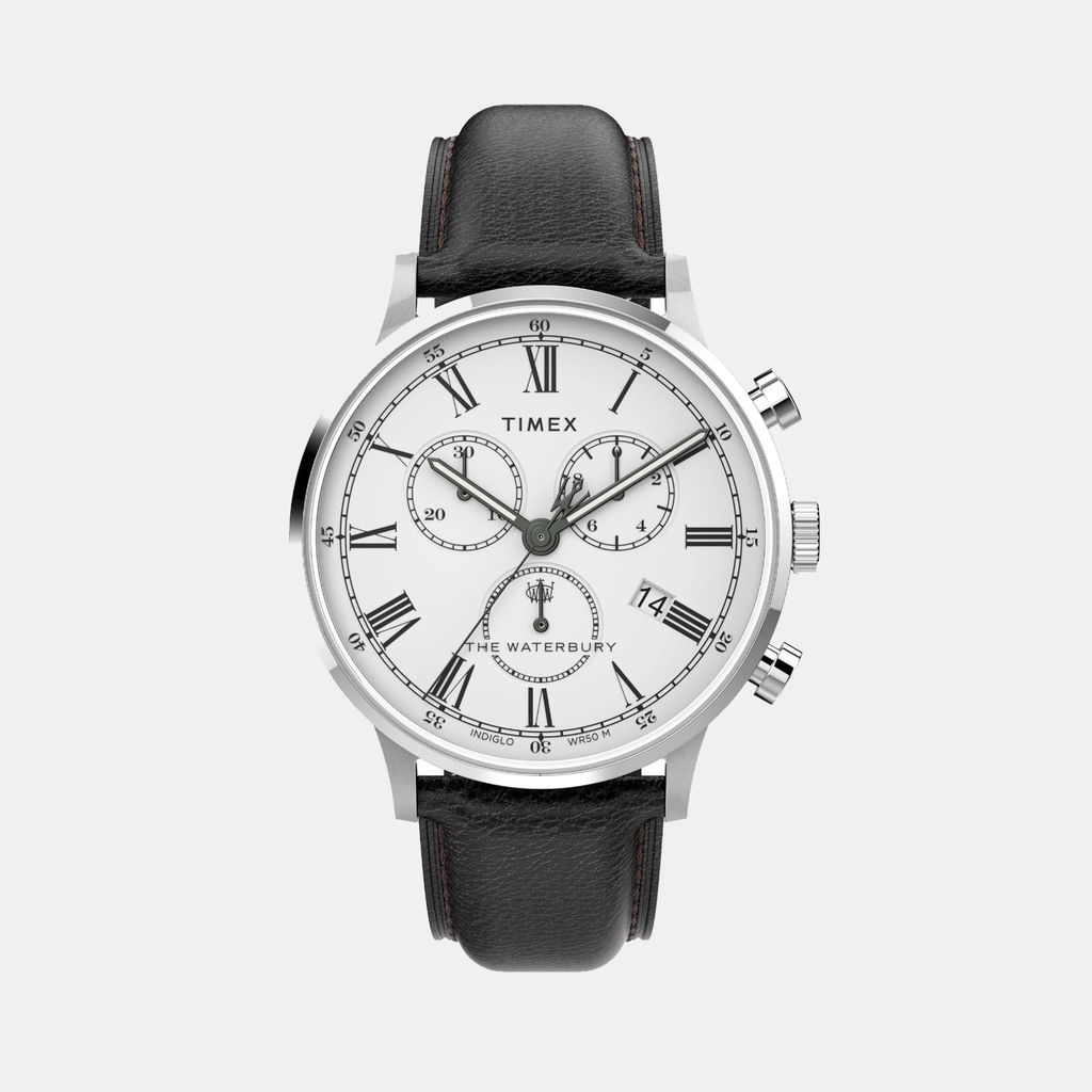 Men Quartz White Dial Analog Leather Watch TW2U88100UJ