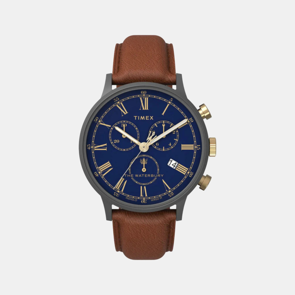 Men Quartz Blue Dial Analog Leather Watch TW2U88200UJ