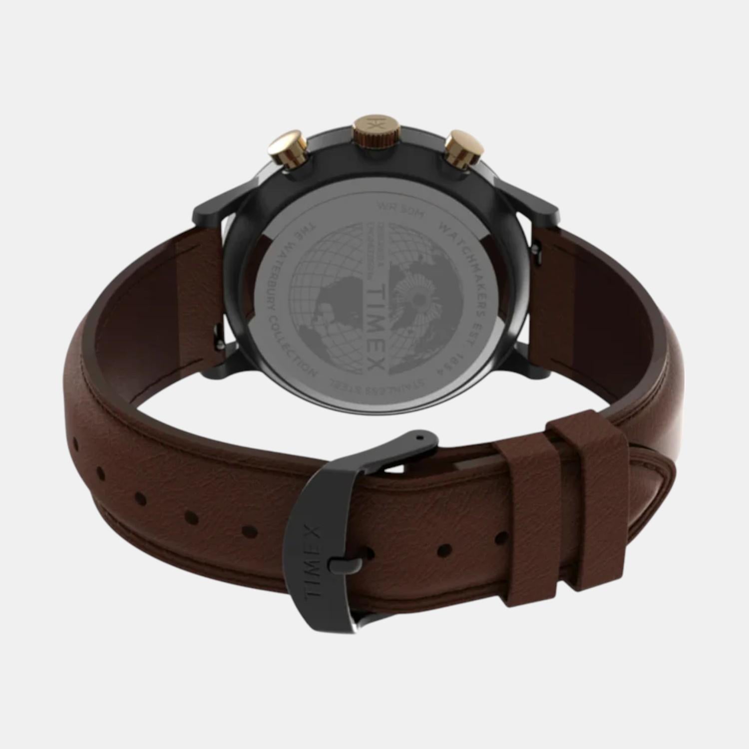 Men Quartz Blue Dial Analog Leather Watch TW2U88200UJ