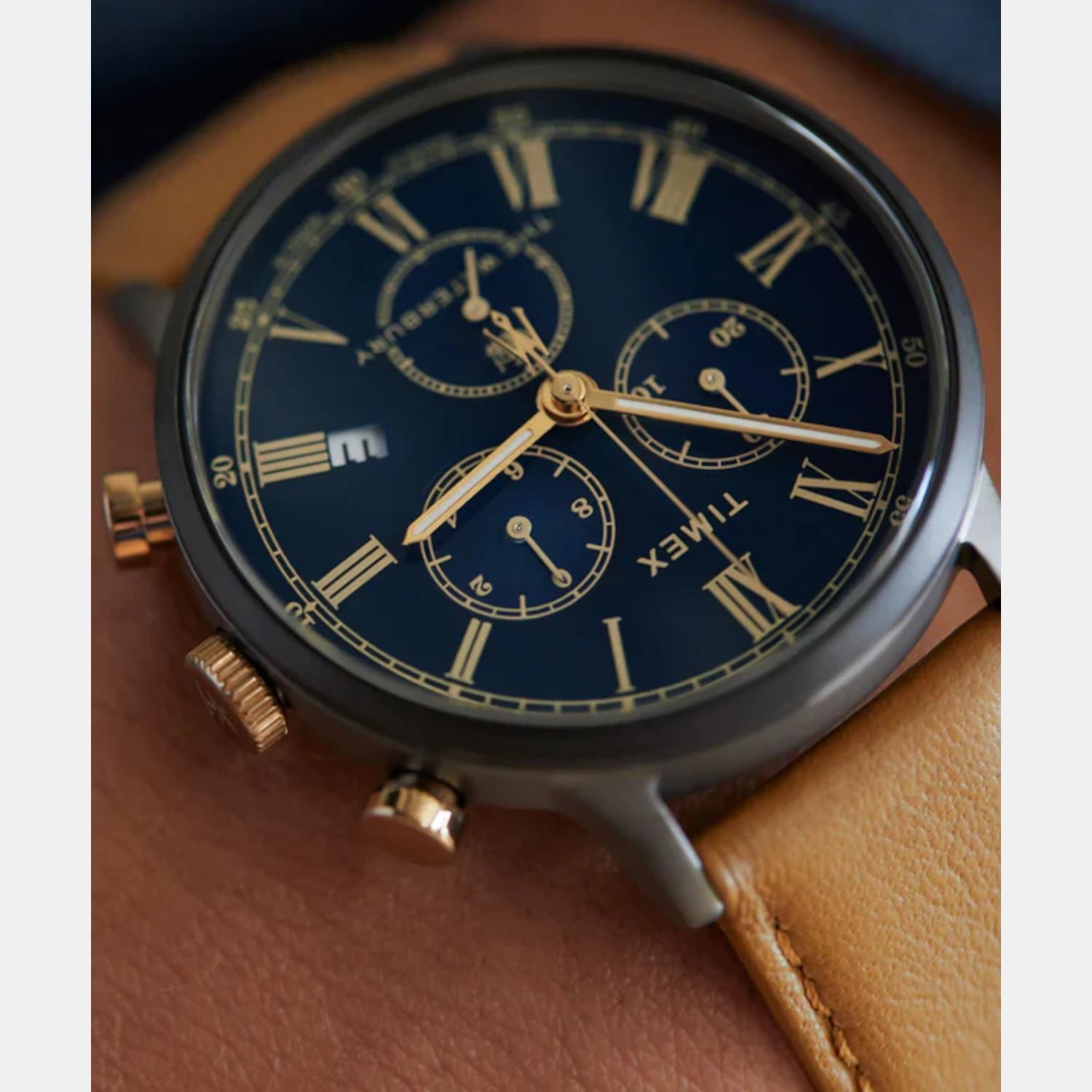 Men Quartz Blue Dial Analog Leather Watch TW2U88200UJ