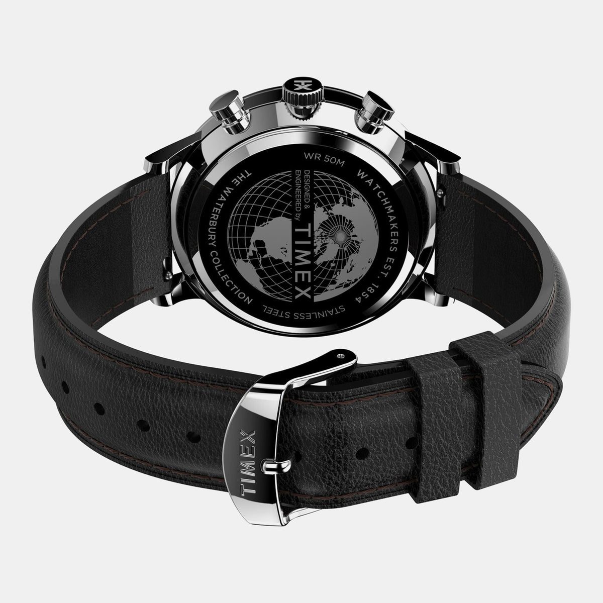 Waterbury Classic Men Quartz Black Dial Chronograph Leather Watch TW2U88300UJ