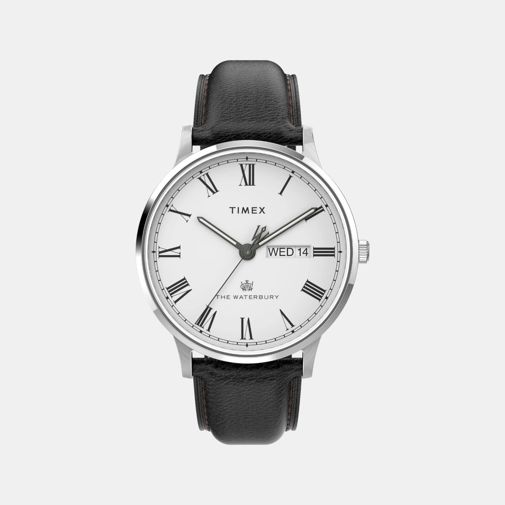 Men Quartz White Dial Analog Leather Watch TW2U88400UJ