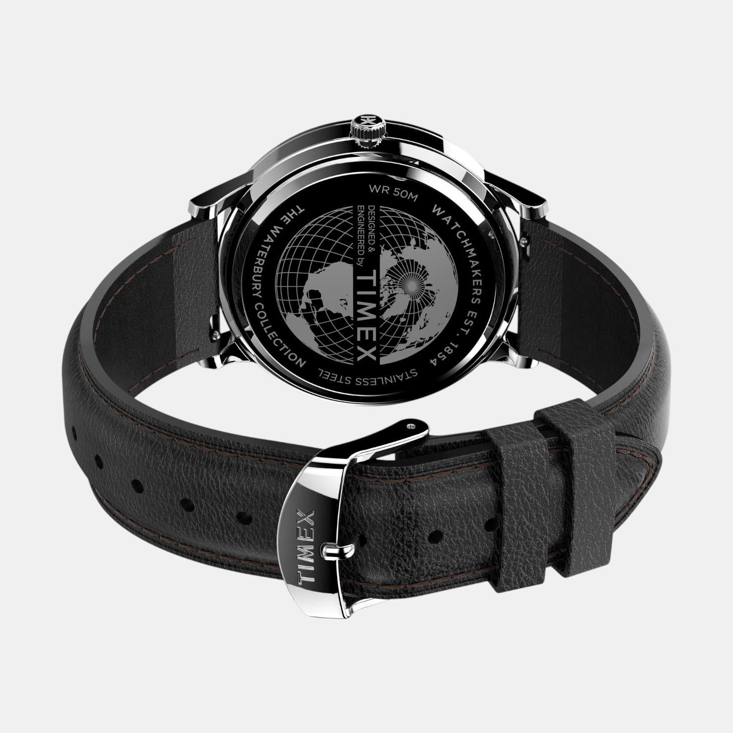 Men Quartz White Dial Analog Leather Watch TW2U88400UJ