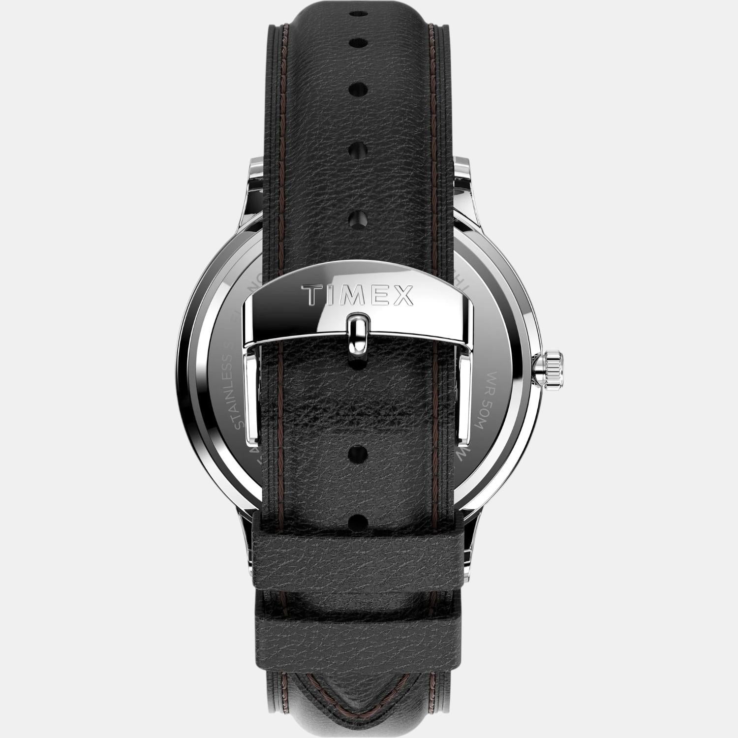 Men Quartz White Dial Analog Leather Watch TW2U88400UJ