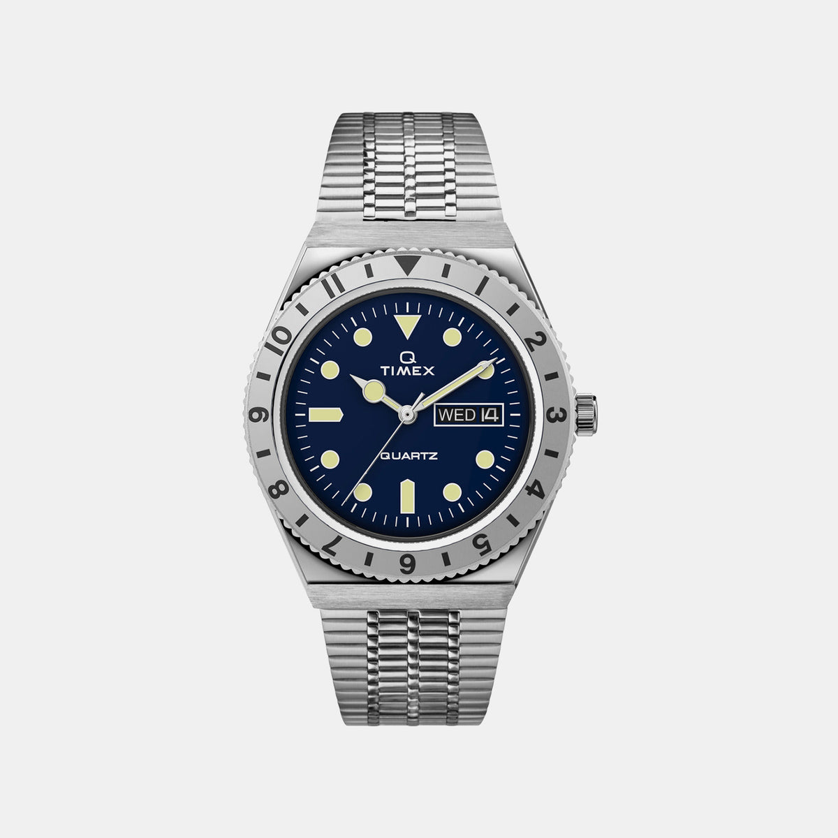 Q Timex Men Quartz Blue Dial Analog Stainless Steel Watch TW2V18300U9