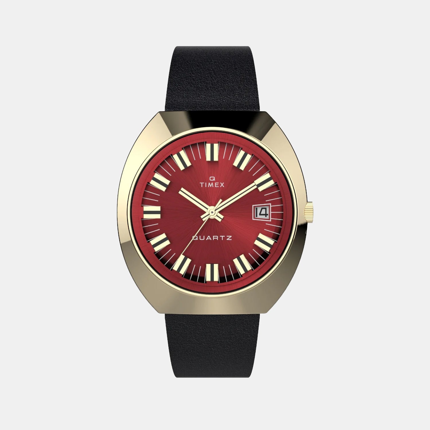 Q Timex Men Quartz Burgundy Dial Analog Leather Watch TW2V25400U9