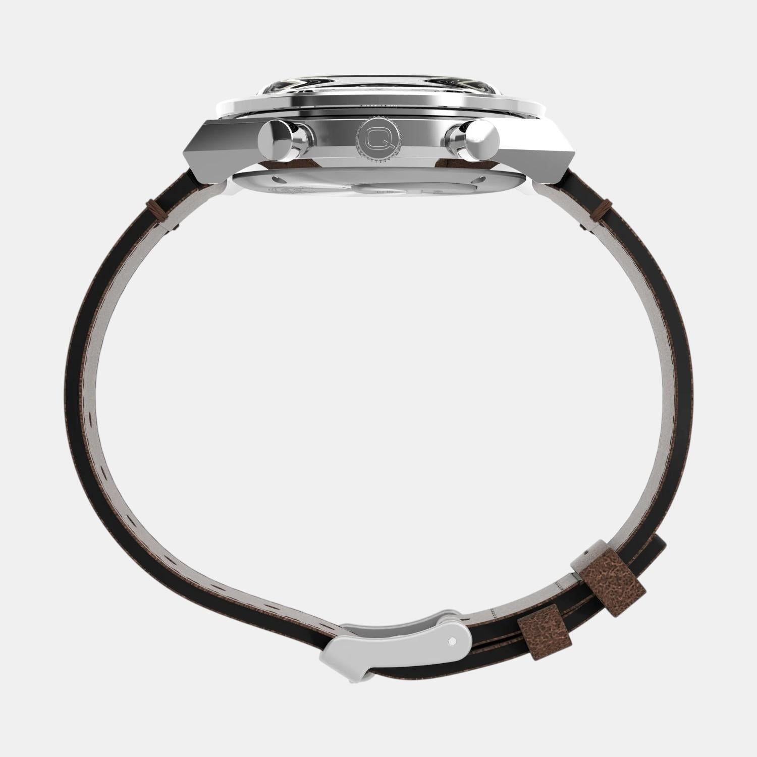 Men Quartz Cream Dial Analog Leather Watch TW2V42800U9