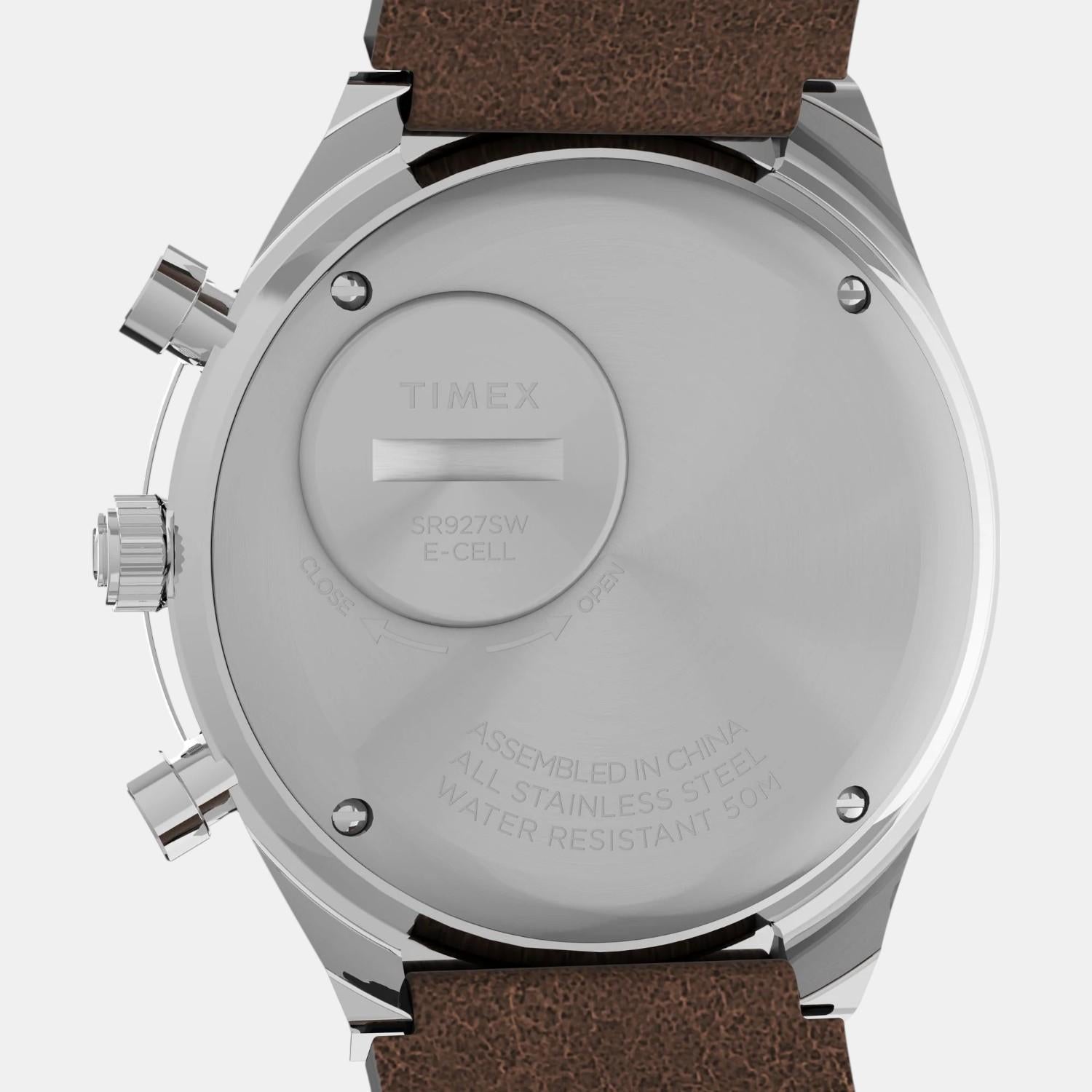 Men Quartz Cream Dial Analog Leather Watch TW2V42800U9