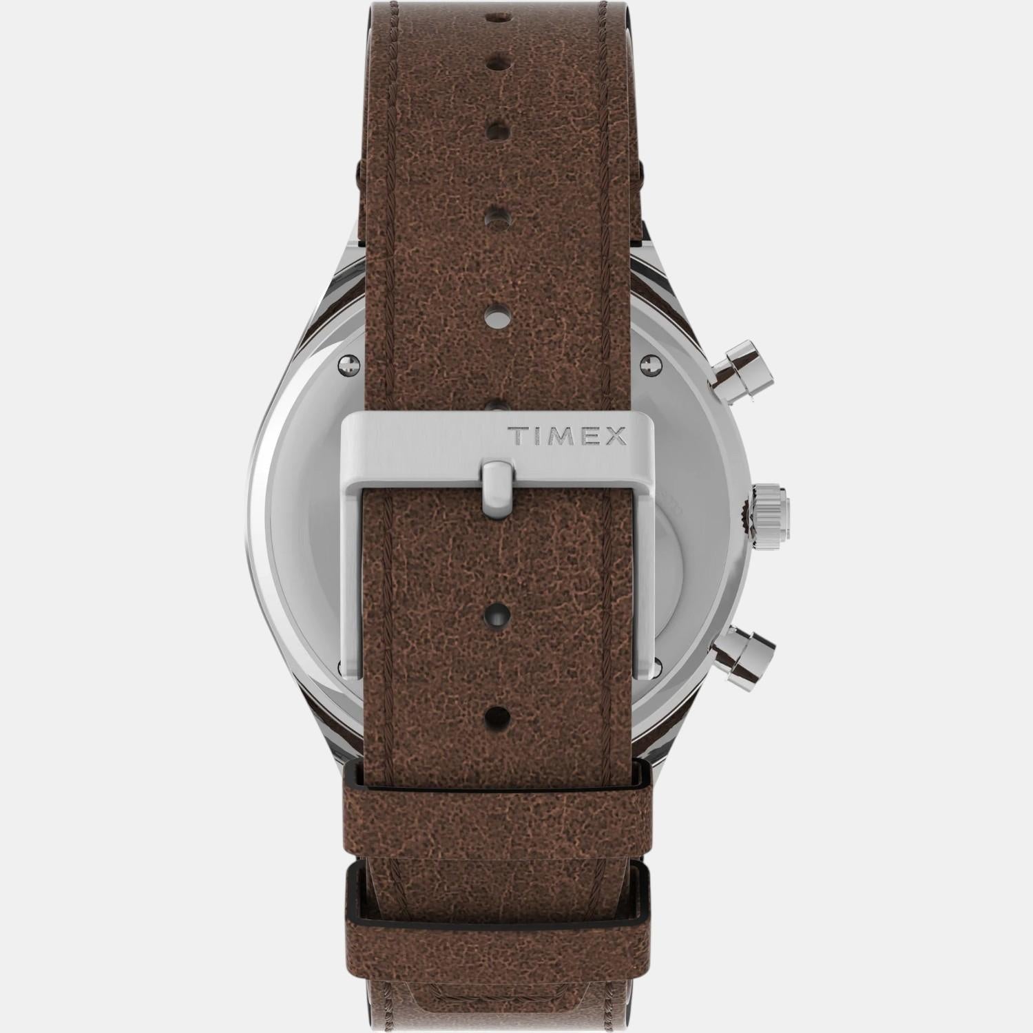 Men Quartz Cream Dial Analog Leather Watch TW2V42800U9