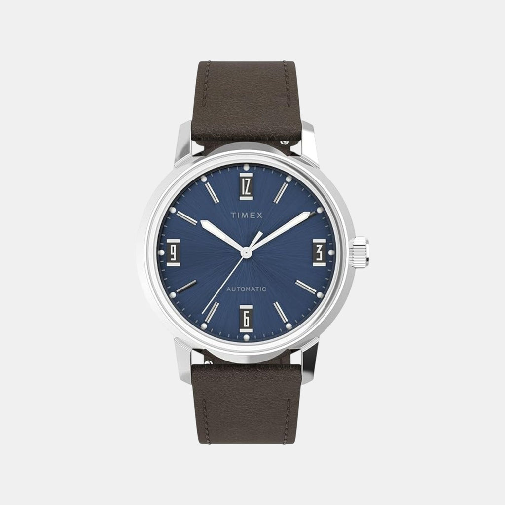 Men Automatic Blue Dial Analog Leather Watch TW2V44500U9