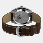 Men Quartz Silver Dial Analog Leather Watch TW2V62000U9