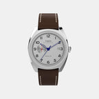 Men Quartz Silver Dial Analog Leather Watch TW2V62000U9