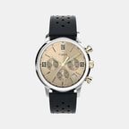 Men Quartz Beige Dial Analog Leather Watch TW2W10000UJ