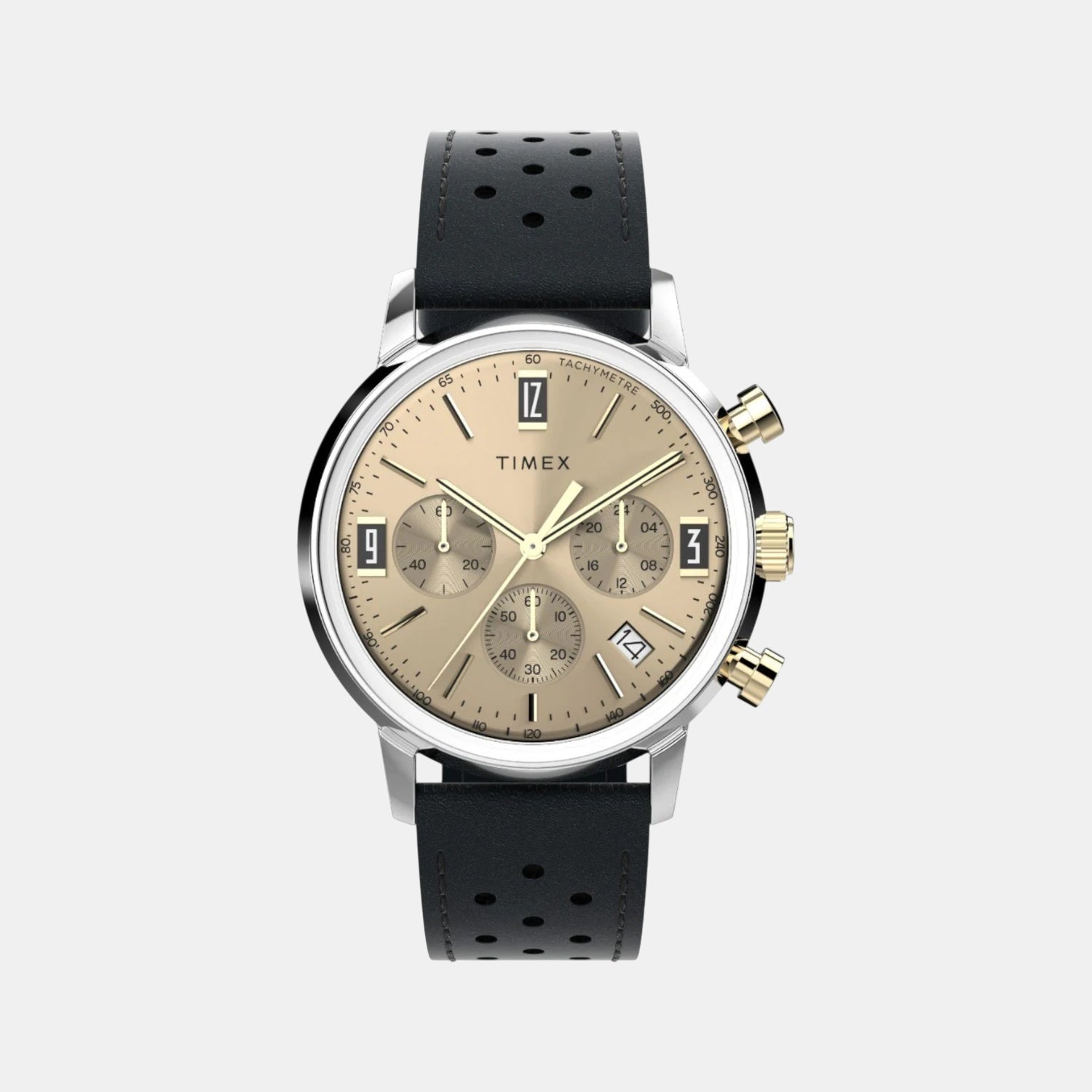 Timex Men Beige Dial Leather Watch TW2W10000UJ