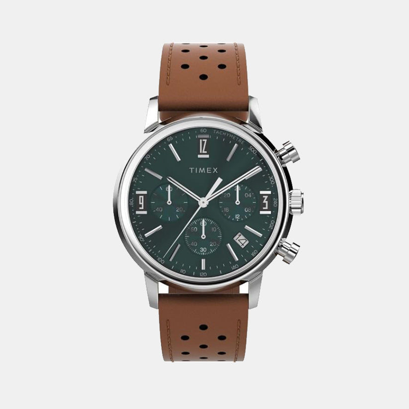 Marlin Men Quartz Green Dial Chronograph Leather Watch TW2W10100UJ