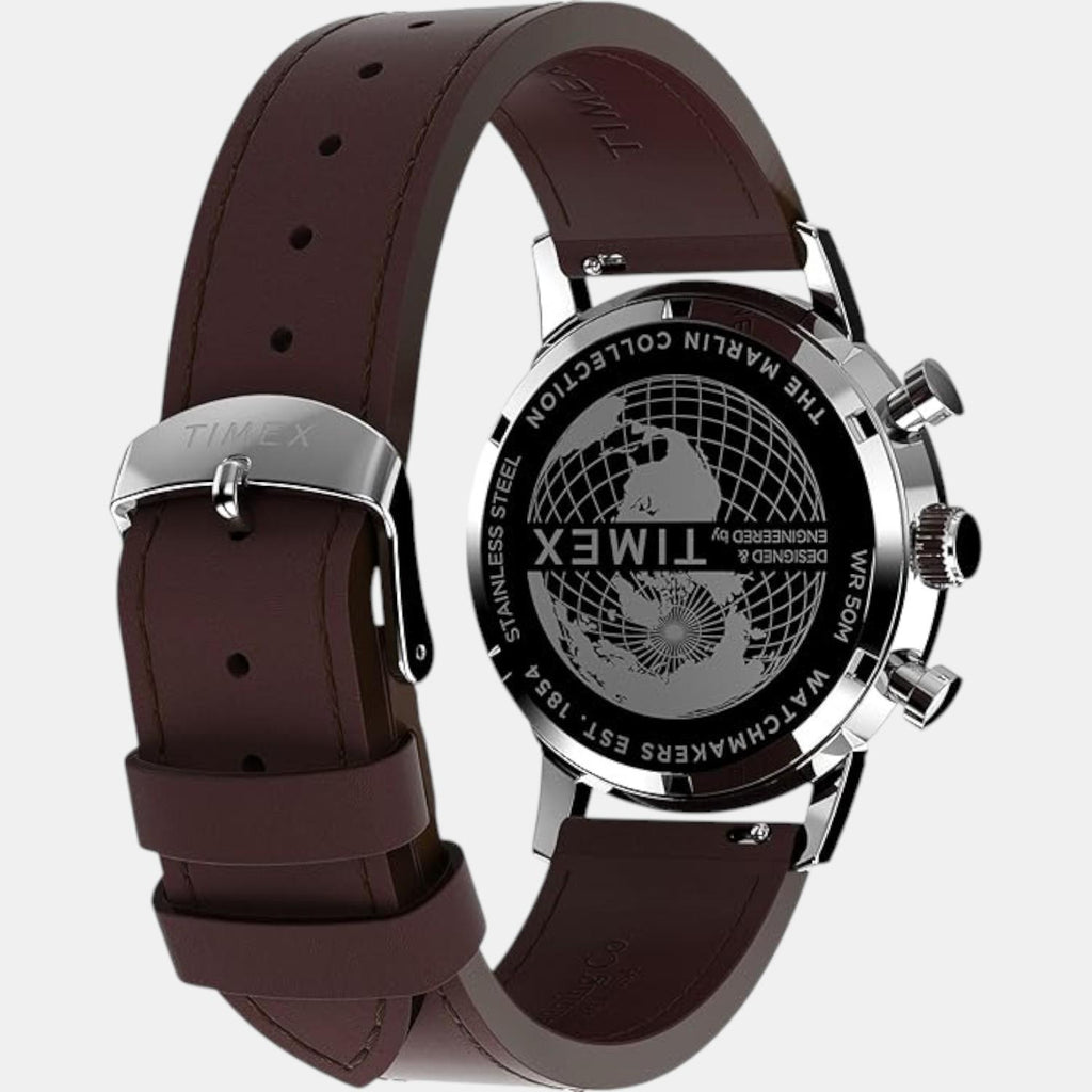 Men Quartz Blue Dial Analog Leather Watch TW2W10200UJ