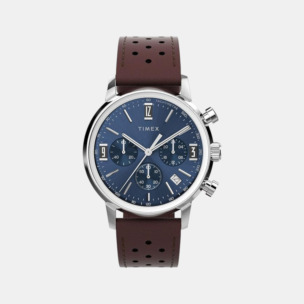 Men Quartz Blue Dial Analog Leather Watch TW2W10200UJ