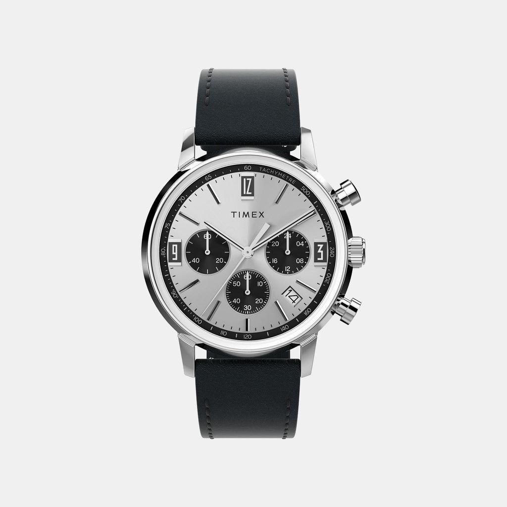Men Quartz Silver Dial Chronograph Leather Watch TW2W10300UJ