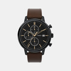 Men Quartz Black Dial Analog Leather Watch TW2W13200UJ
