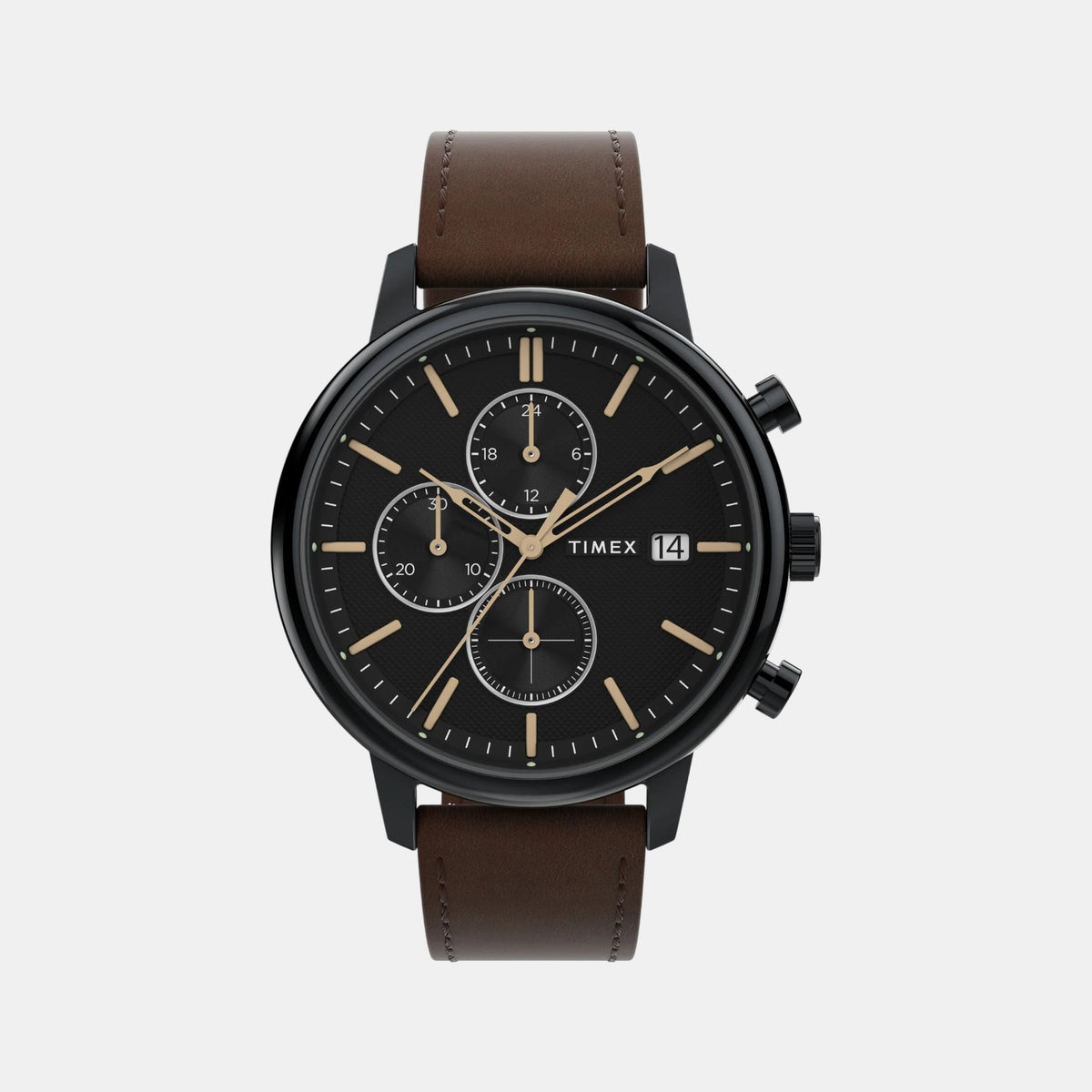Men Quartz Black Dial Analog Leather Watch TW2W13200UJ